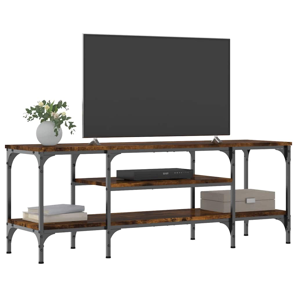 vidaXL TV Cabinet Smoked Oak 121x35x45 cm Engineered Wood&Iron 3