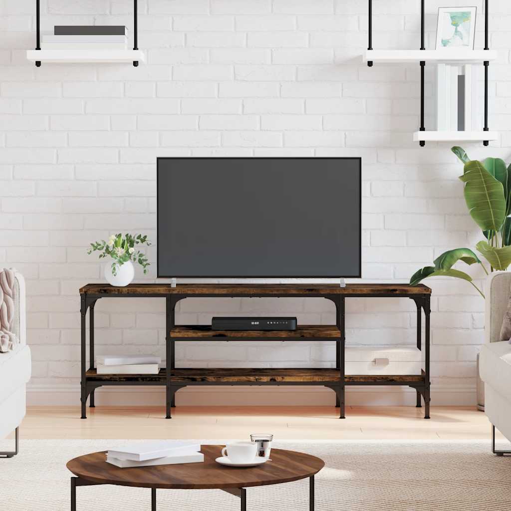 vidaXL TV Cabinet Smoked Oak 121x35x45 cm Engineered Wood&Iron 1