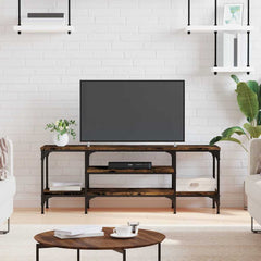 vidaXL TV Cabinet Smoked Oak 121x35x45 cm Engineered Wood&Iron 1