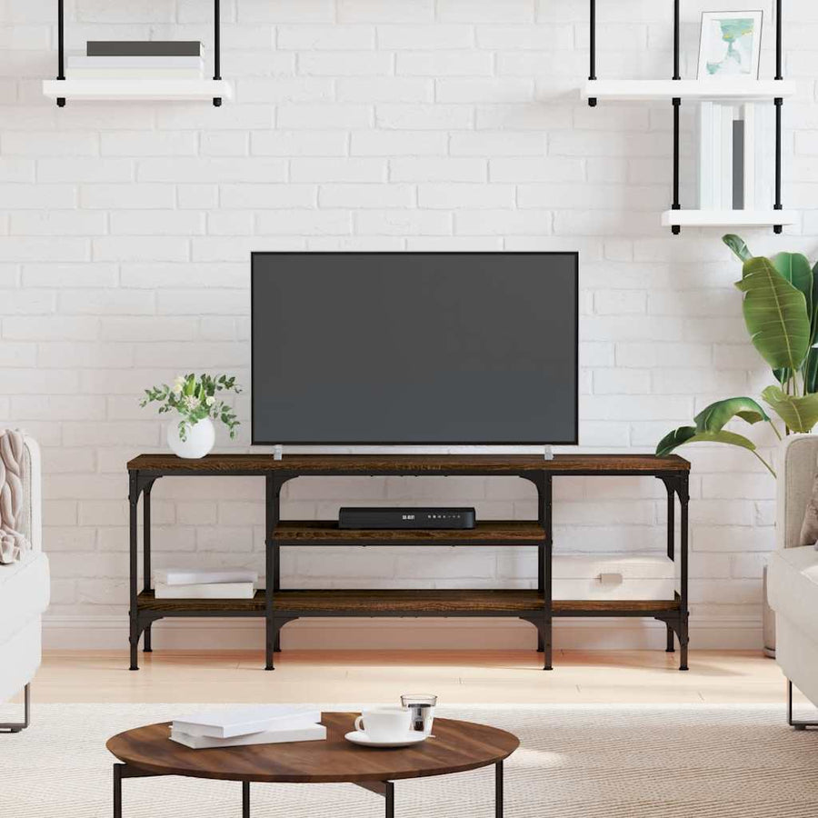 vidaXL TV Cabinet Brown Oak 121x35x45 cm Engineered Wood&Iron 1