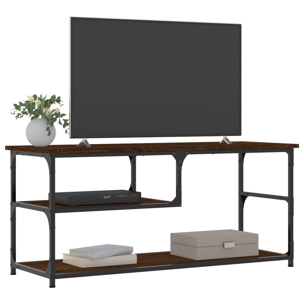 vidaXL TV Cabinet Brown Oak 103x38x46.5 cm Engineered Wood and Steel 3