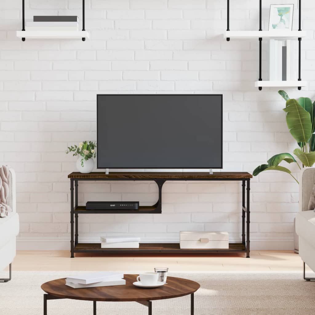 vidaXL TV Cabinet Brown Oak 103x38x46.5 cm Engineered Wood and Steel 1