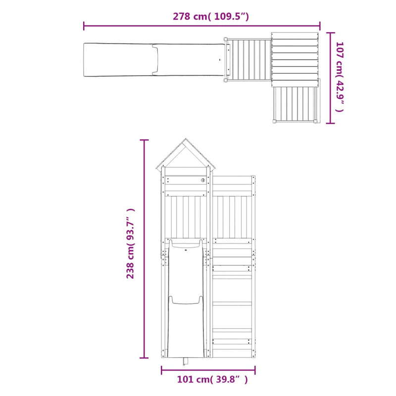 Outdoor Playset Solid Wood Pine