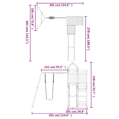 Outdoor Playset Solid Wood Pine