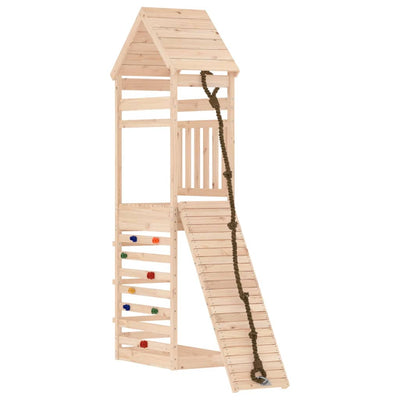 Playhouse with Climbing Wall Solid Wood Pine