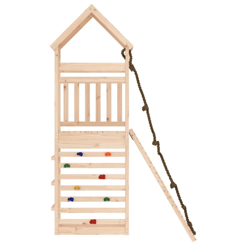 Playhouse with Climbing Wall Solid Wood Pine