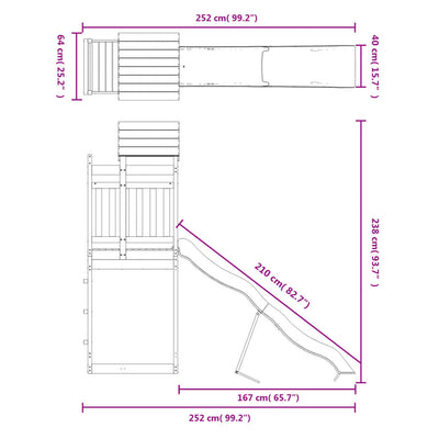 Outdoor Playset Solid Wood Pine