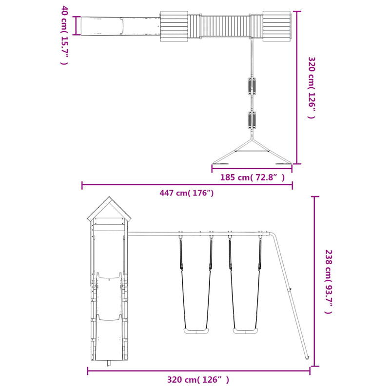 Outdoor Playset Solid Wood Pine