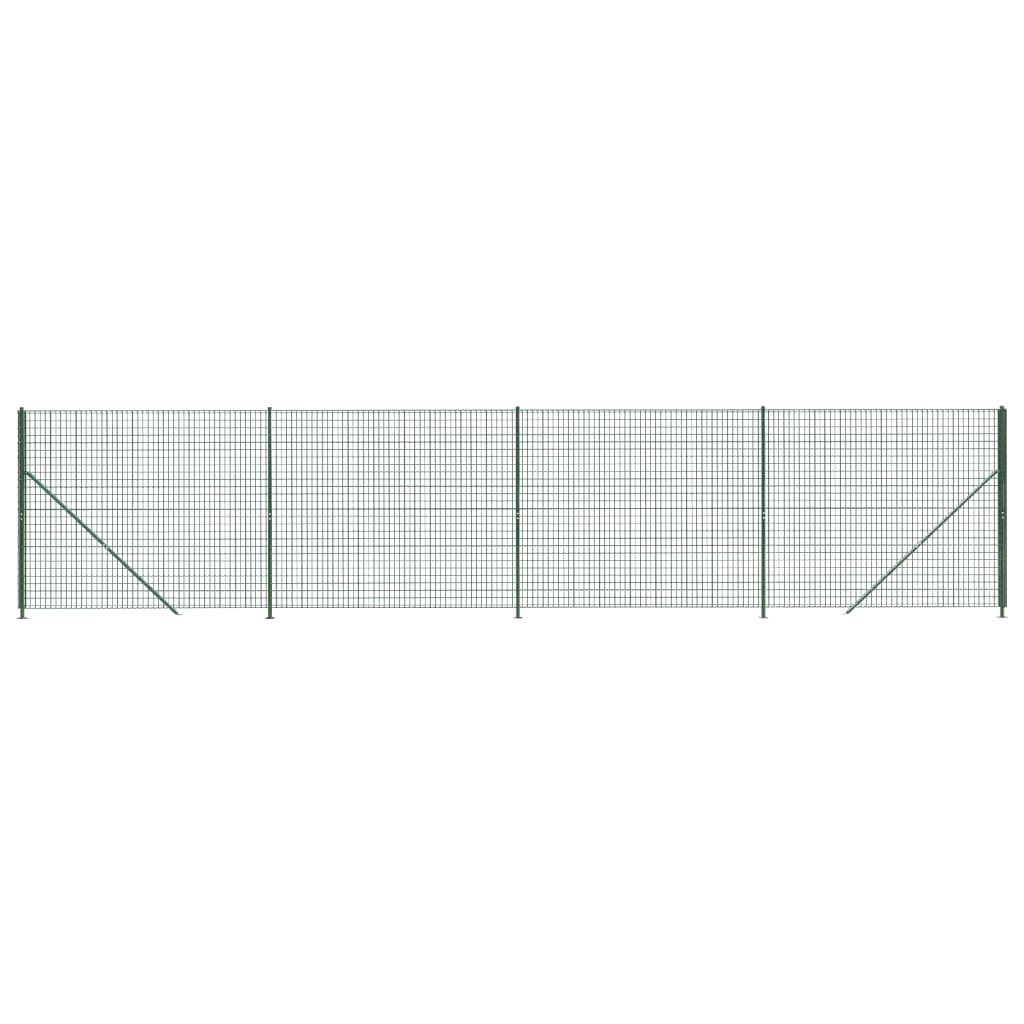 vidaXL Wire Mesh Fence with Flange Green 1.4x10 m 2