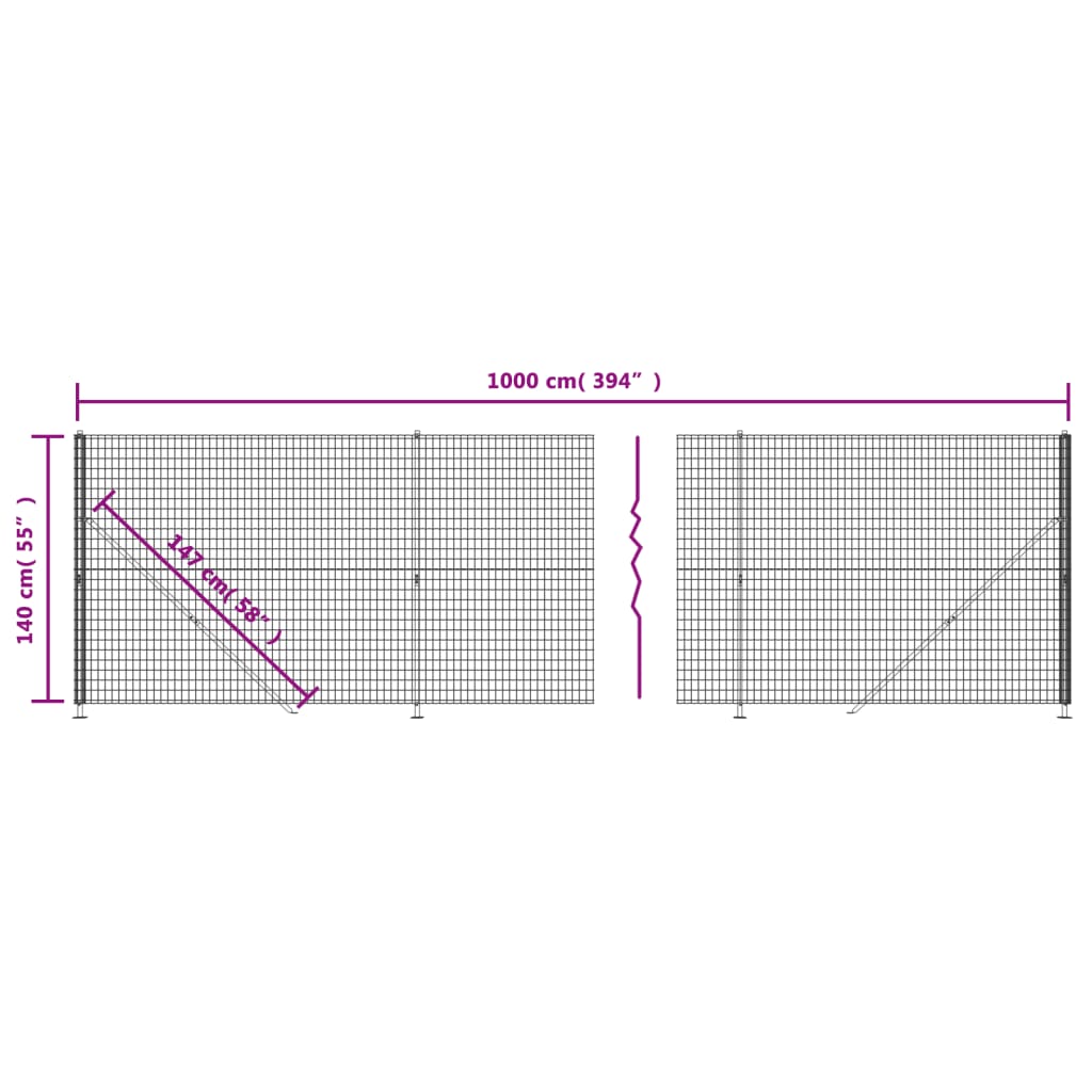 Wire Mesh Fence with Flange Green 1.4 m 10 m
