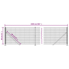 Wire Mesh Fence with Flange Green 0.8 m