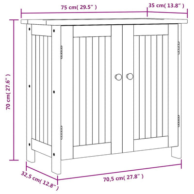 Garden Cabinet 75x35x70 cm Solid Wood Acacia