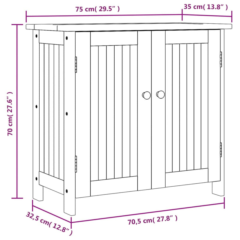 Garden Cabinet 75x35x70 cm Solid Wood Acacia