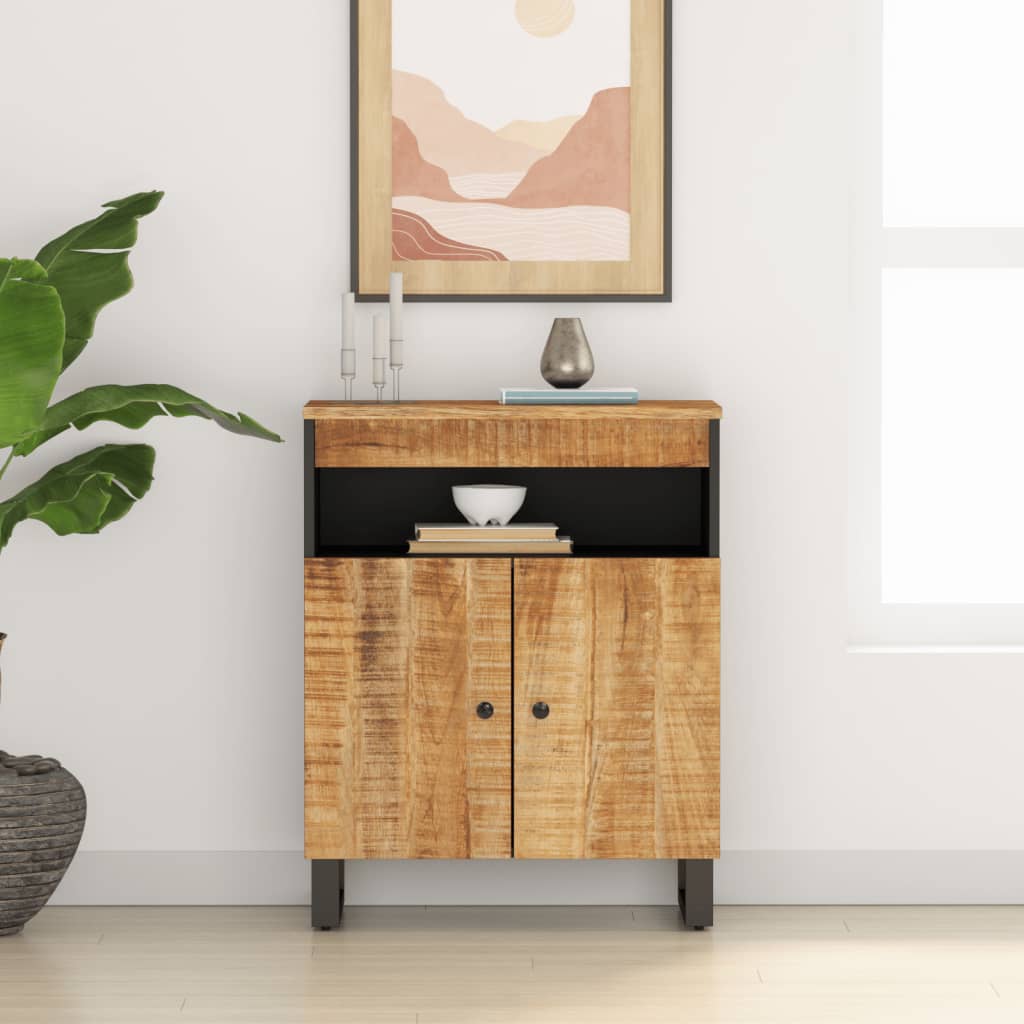 Sideboard with 2 Doors 60x33x75 cm Solid Wood Mango Light brown