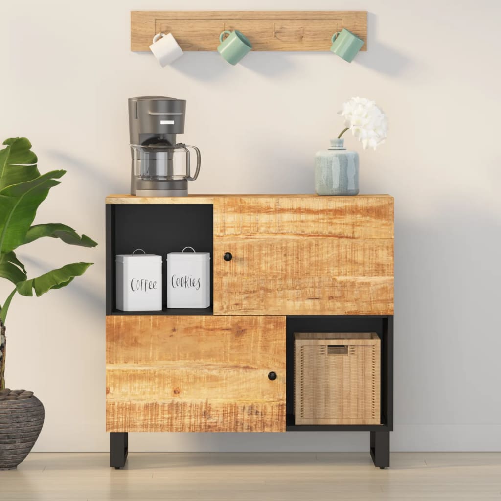 Sideboard with 2 Doors 80x33x75 cm Solid Wood Mango Light brown
