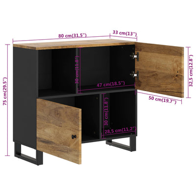 Sideboard with 2 Doors 80x33x75 cm Solid Wood Mango