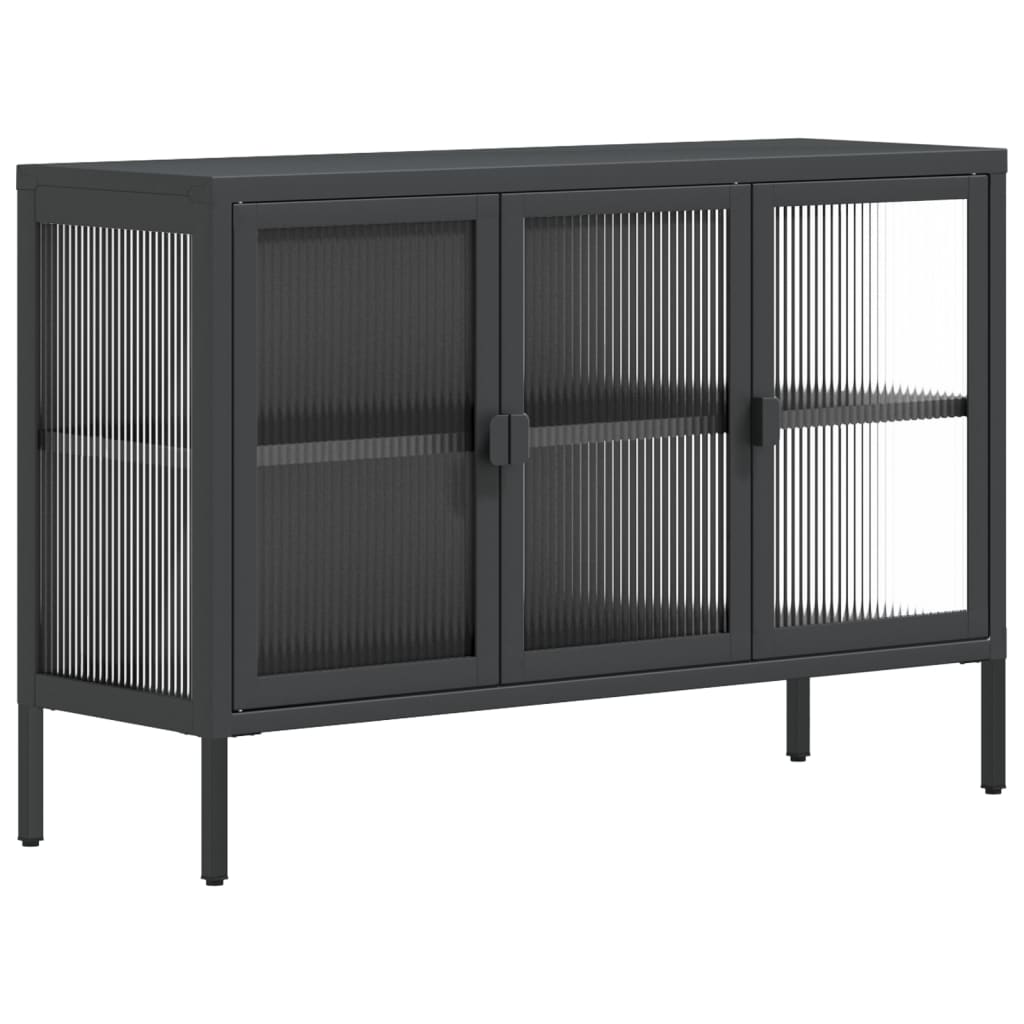 vidaXL Sideboard Black 105x35x70 cm Glass and Steel 2