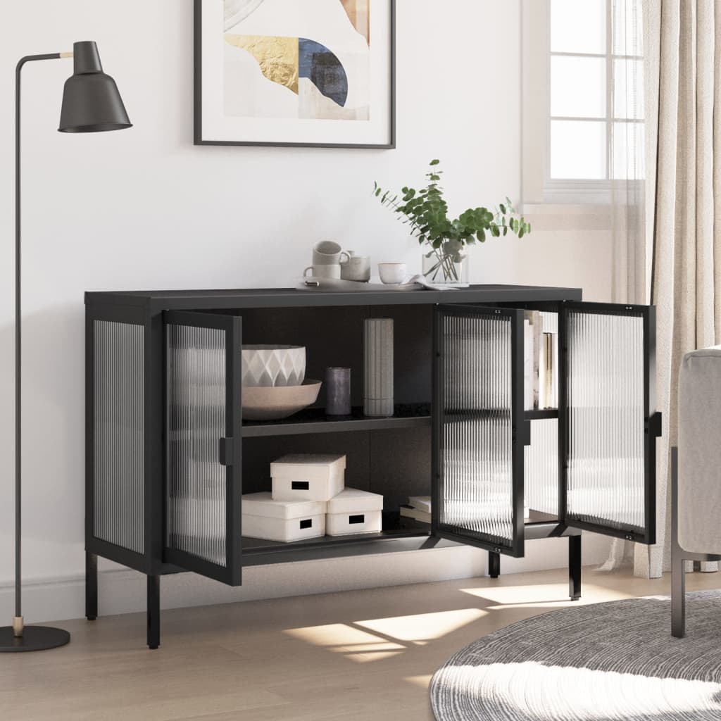 vidaXL Sideboard Black 105x35x70 cm Glass and Steel 3