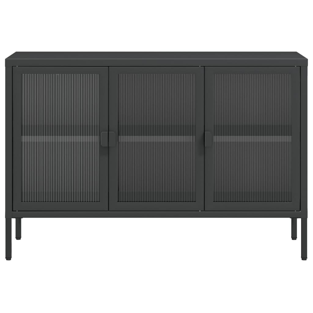 vidaXL Sideboard Black 105x35x70 cm Glass and Steel 4