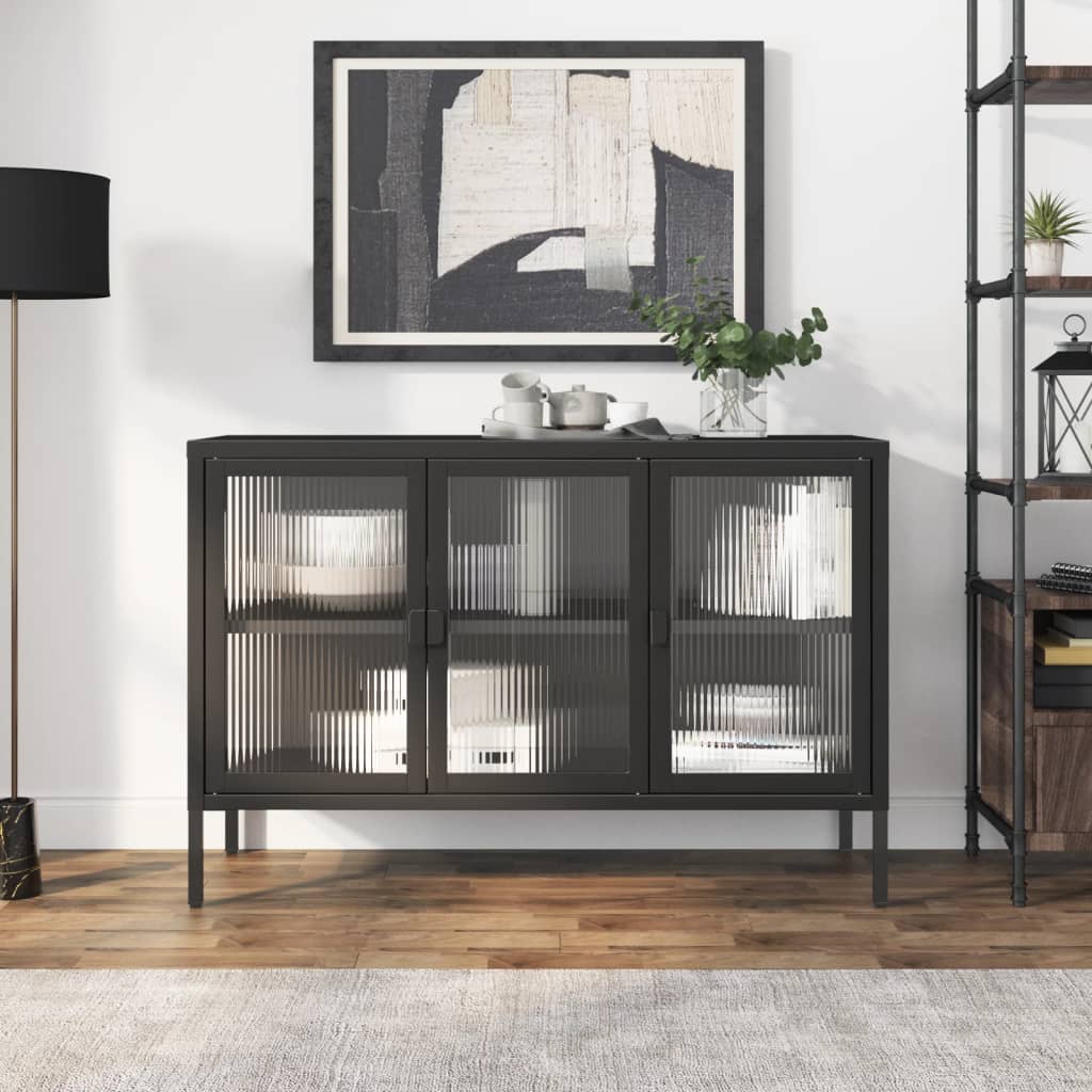 vidaXL Sideboard Black 105x35x70 cm Glass and Steel 1