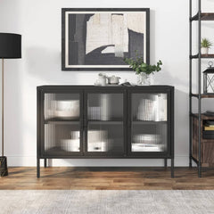 vidaXL Sideboard Black 105x35x70 cm Glass and Steel 1