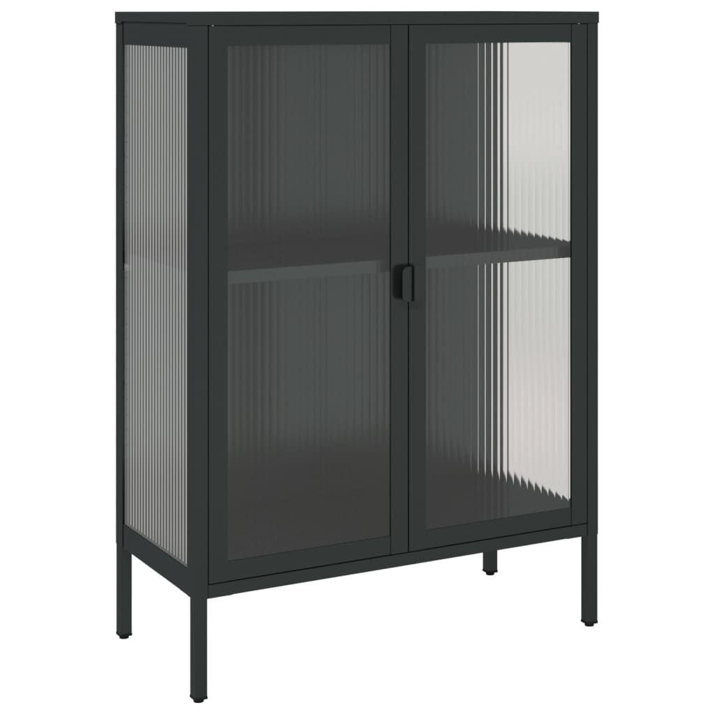 vidaXL Sideboard Black 75x35x105 cm Glass and Steel 2