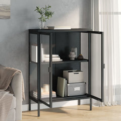 vidaXL Sideboard Black 75x35x105 cm Glass and Steel 3