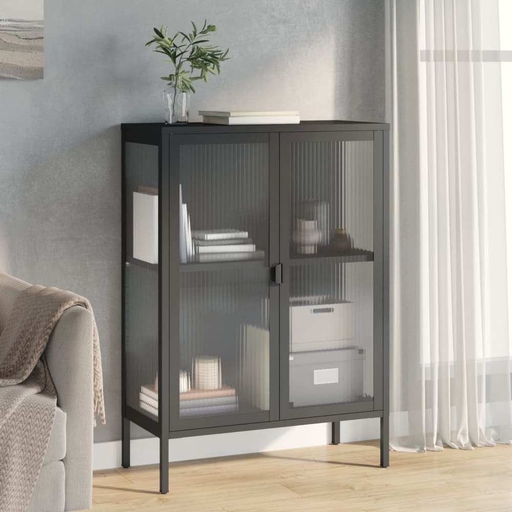 vidaXL Sideboard Black 75x35x105 cm Glass and Steel 1