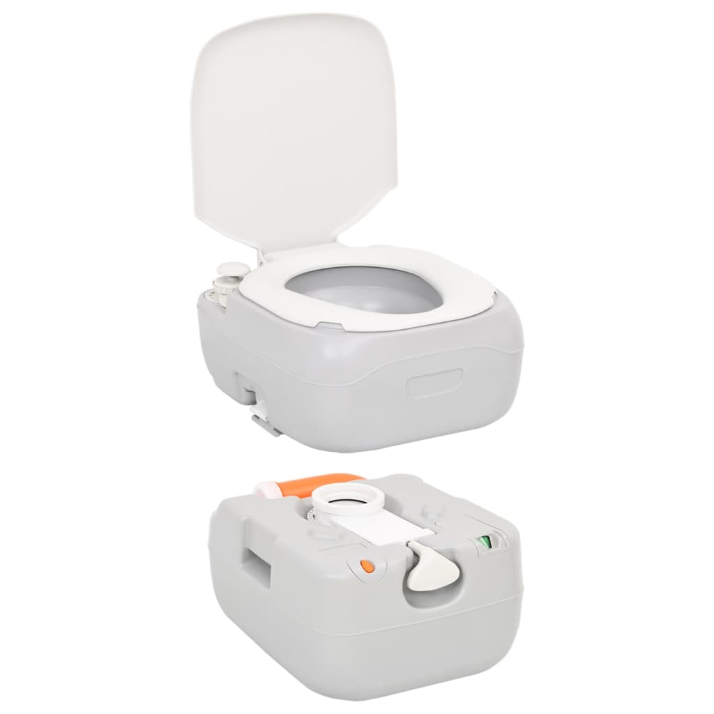 vidaXL Portable Camping Toilet Grey and White 22+12 L HDPE 4