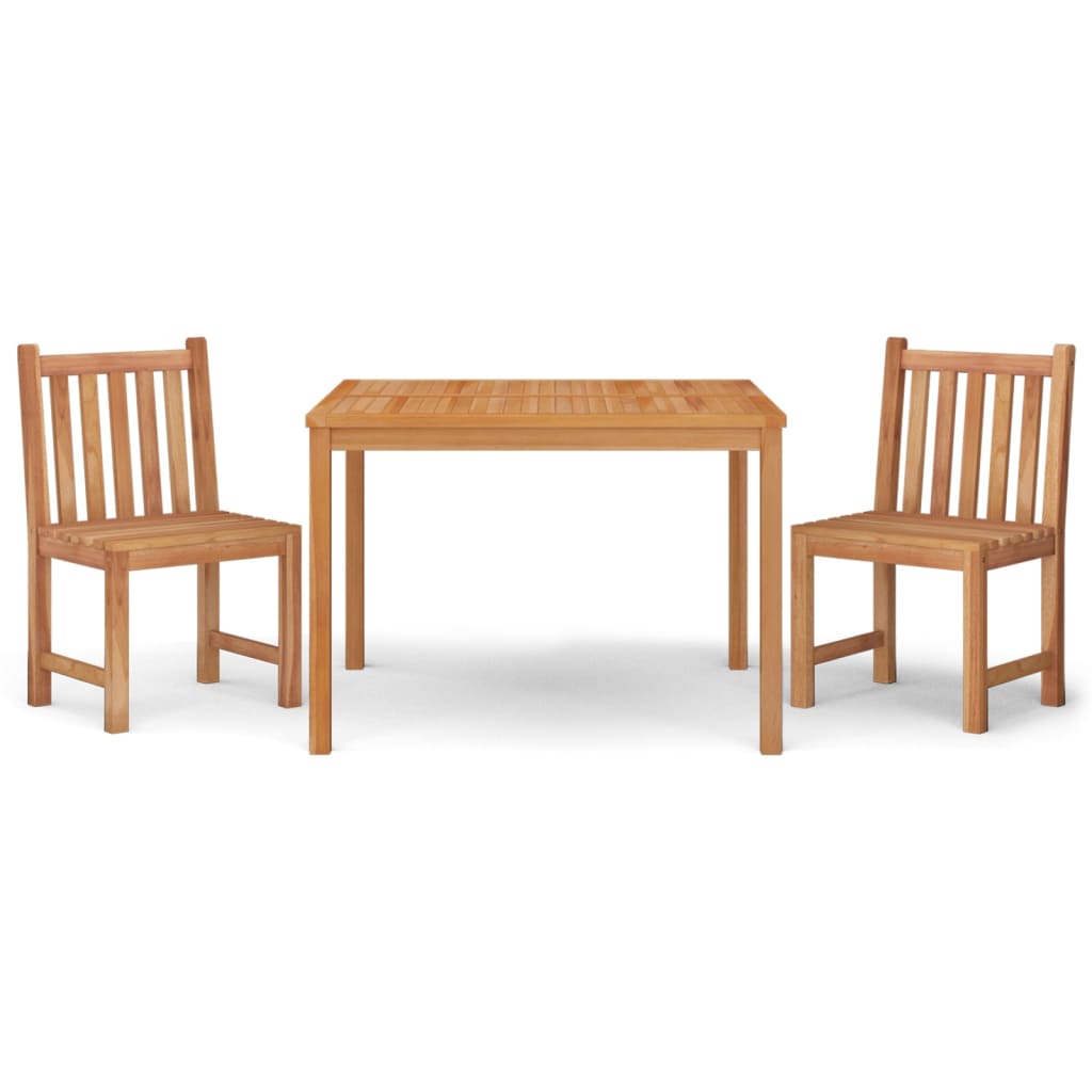 3 Piece Garden Dining Set Solid Wood Teak 110 cm table length 2x chair + table