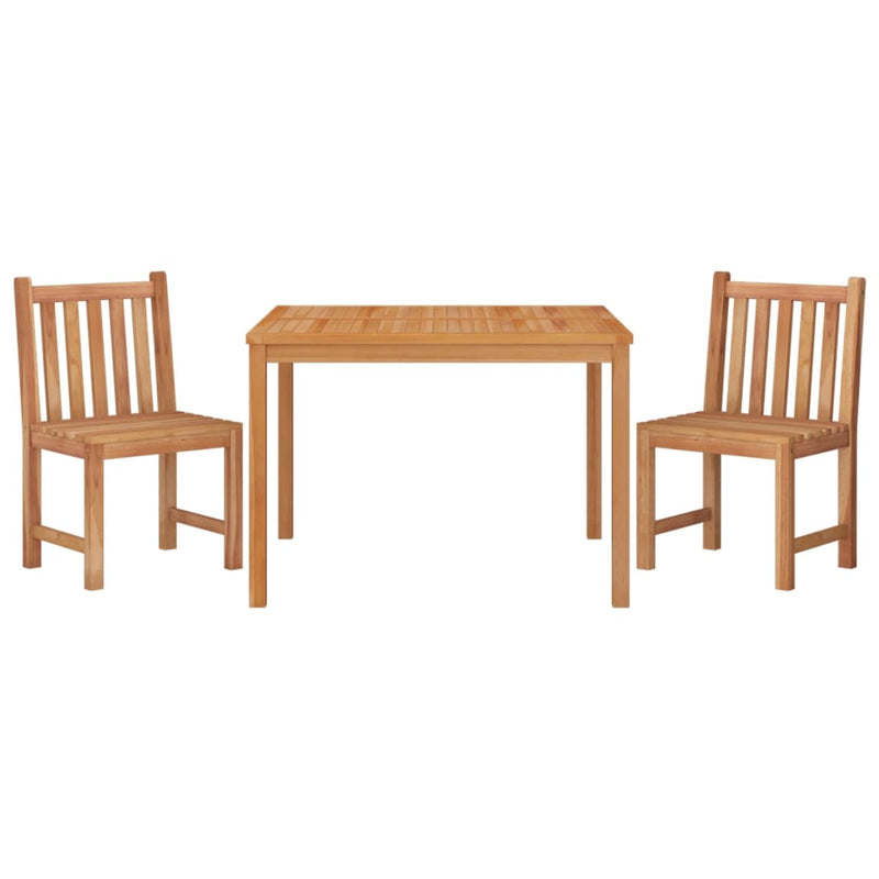 Juego de comedor de jardín de 3 piezas de madera maciza de teca