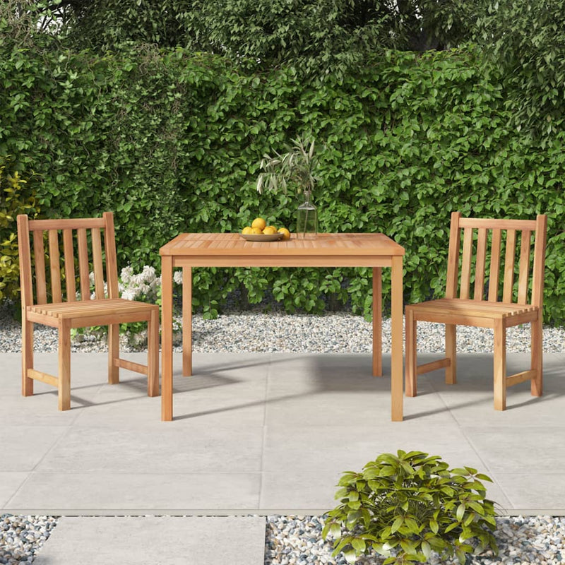 Juego de comedor de jardín de 3 piezas de madera maciza de teca