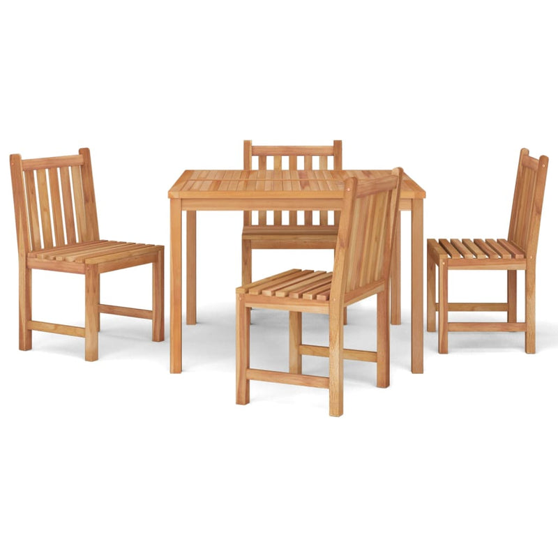 5 Piece Garden Dining Set Solid Wood Teak