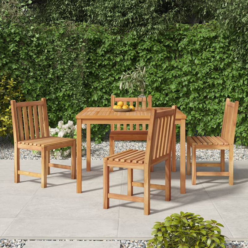 5 Piece Garden Dining Set Solid Wood Teak