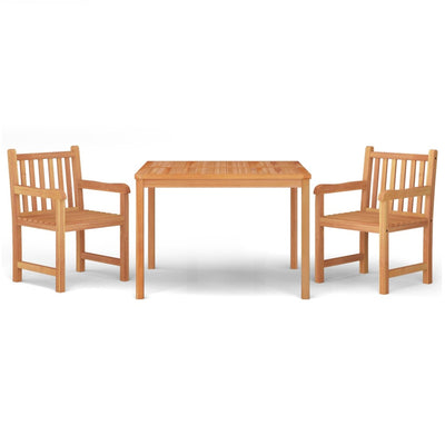 Juego de comedor de jardín de 3 piezas de madera maciza de teca