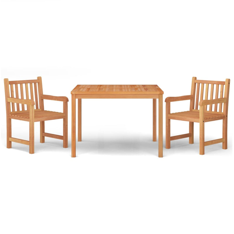 Juego de comedor de jardín de 3 piezas de madera maciza de teca