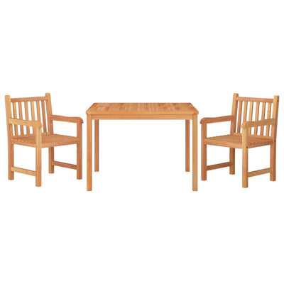 Juego de comedor de jardín de 3 piezas de madera maciza de teca