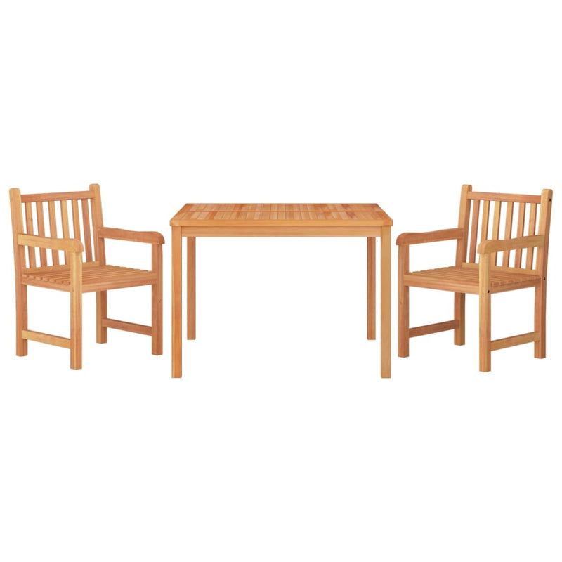 Juego de comedor de jardín de 3 piezas de madera maciza de teca