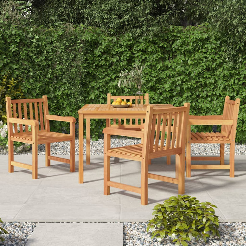 5 Piece Garden Dining Set Solid Wood Teak