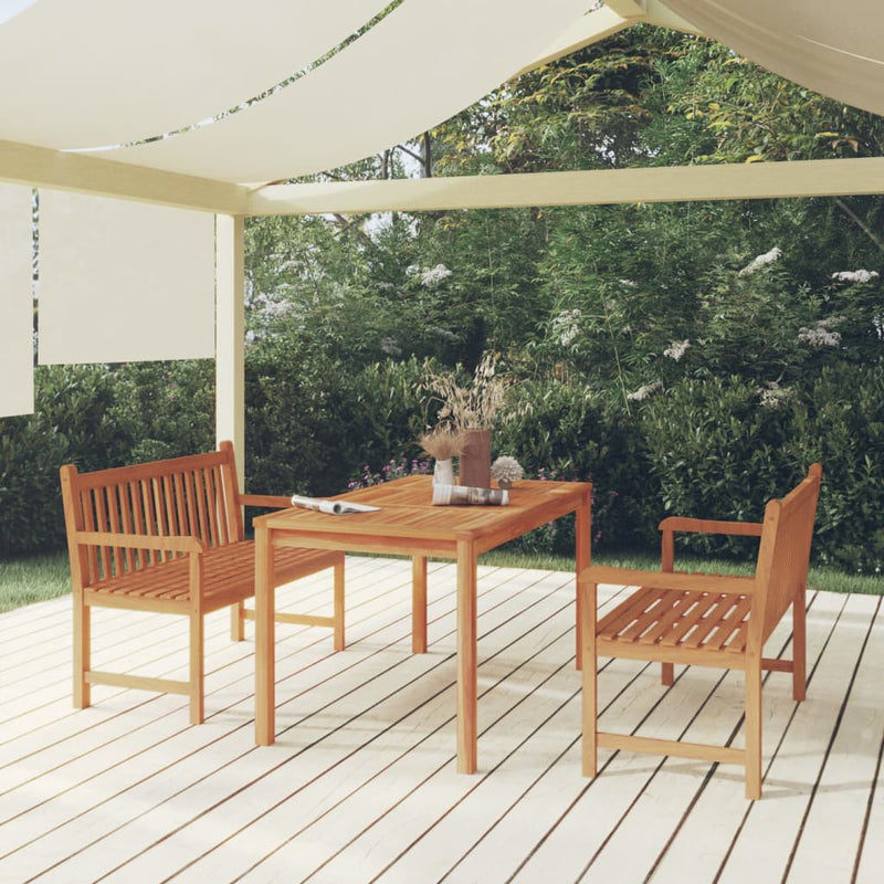 Juego de comedor de jardín de 3 piezas de madera maciza de teca