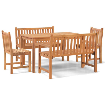 5 Piece Garden Dining Set Solid Wood Teak