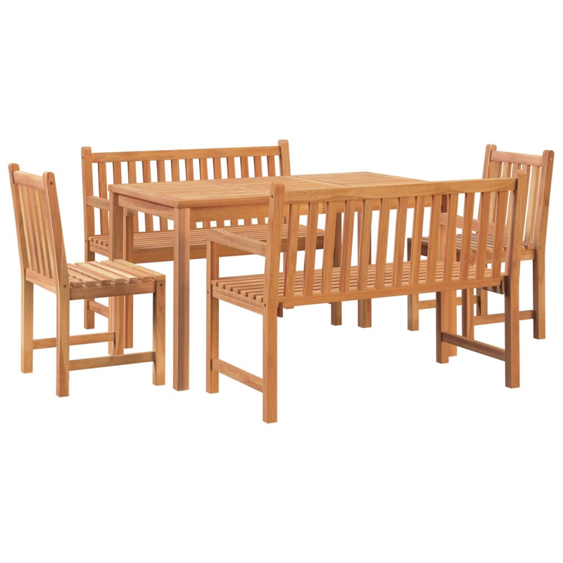 5 Piece Garden Dining Set Solid Wood Teak