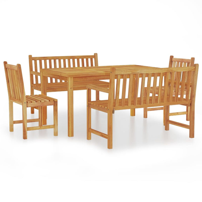 5 Piece Garden Dining Set Solid Wood Teak