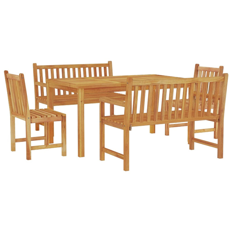 5 Piece Garden Dining Set Solid Wood Teak