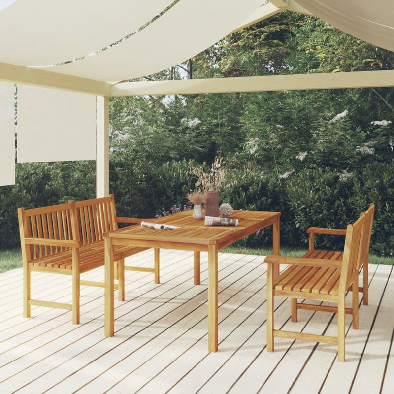 Juego de comedor de jardín de 3 piezas de madera maciza de teca