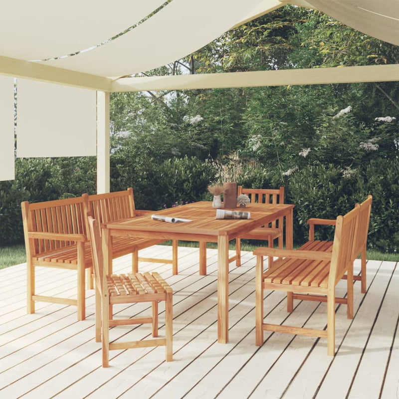 5 Piece Garden Dining Set Solid Wood Teak