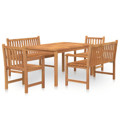 5 Piece Garden Dining Set Solid Wood Teak