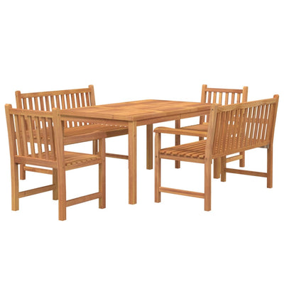 5 Piece Garden Dining Set Solid Wood Teak