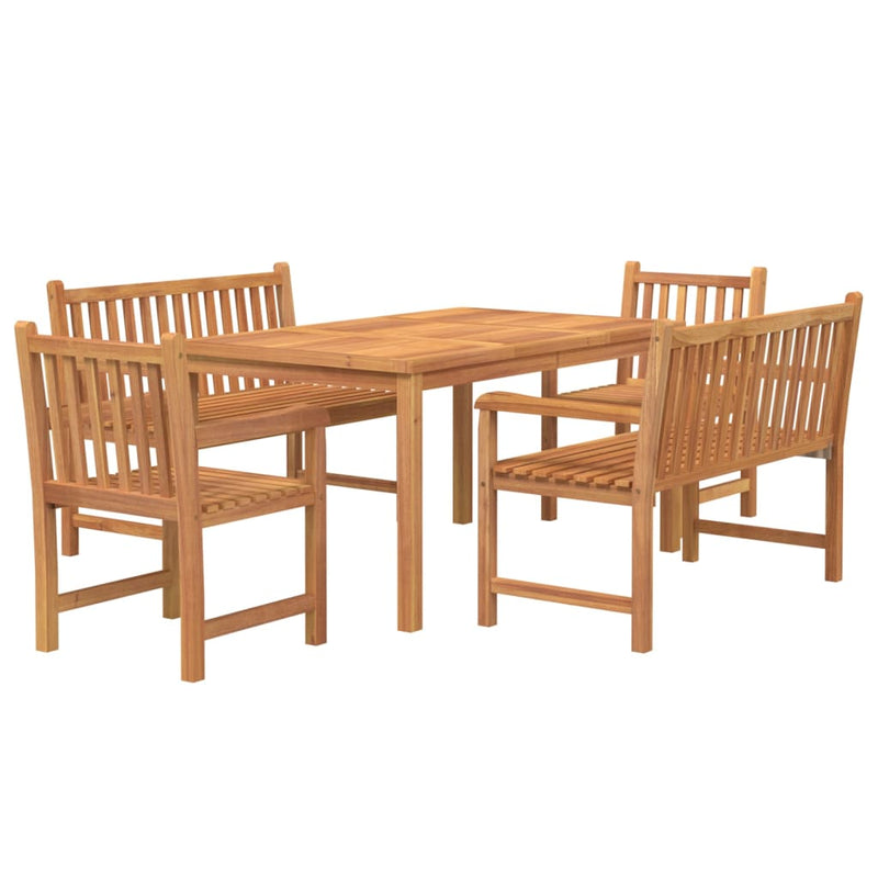 5 Piece Garden Dining Set Solid Wood Teak