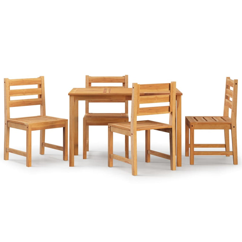 5 Piece Garden Dining Set Solid Wood Teak